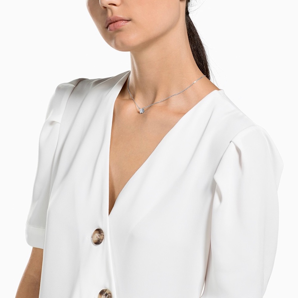 SWAROVSKI ATTRACT NECKLACE, WHITE, RHODIUM PLATED